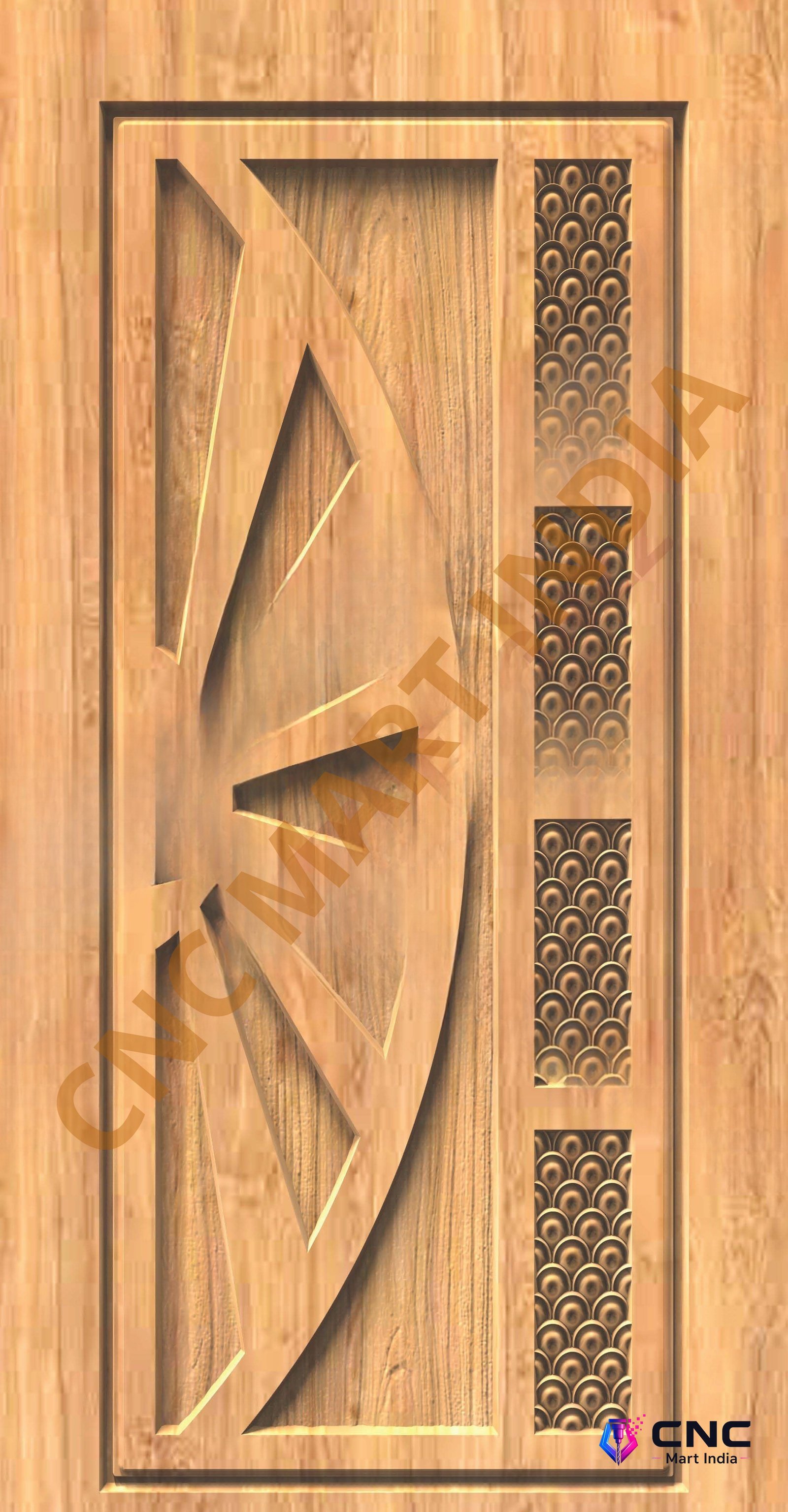 GSK EMBOSSING - EMD-47 Modern Geometric Wheel and Patterned Texture Door 3D Model